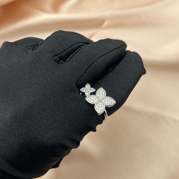 Elegant Floral Double Open Ring Set - Picture 4 of 7